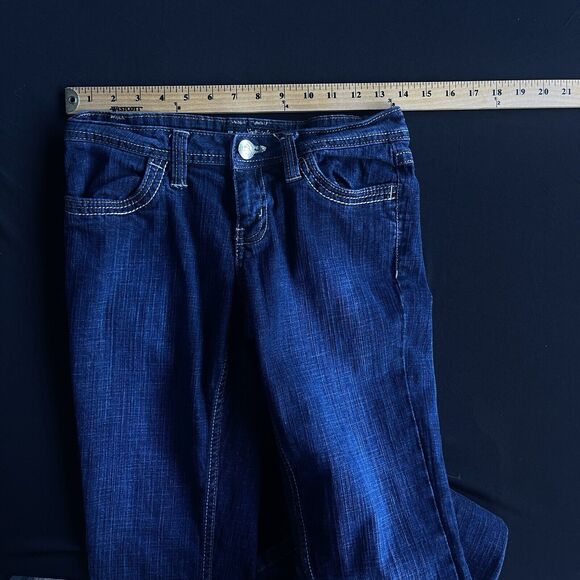 Southpole Juniors Jean Size 5 Dark Wash Low Rise Contrast Stitching Y2K S-Pocket - Picture 9 of 13